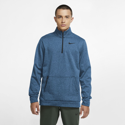 Nike Therma Men's Long-sleeve 1/4-zip Training Top In Obsidian,brigade Blue,heather,black
