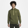 Nike Sportswear Club Men's Brushed-back 1/2-zip Pullover In Rough Green,saturn Gold,saturn Gold