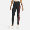 Nike Sportswear Essential Women's High-waisted Graphic Leggings In Black,pomegranate
