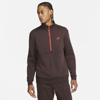 Nike Men's  Sportswear Club Brushed-back 1/2-zip Pullover In Brown