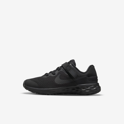 Nike Revolution 6 Flyease Little Kids' Easy On/off Shoes In Black,dark Smoke Grey,black