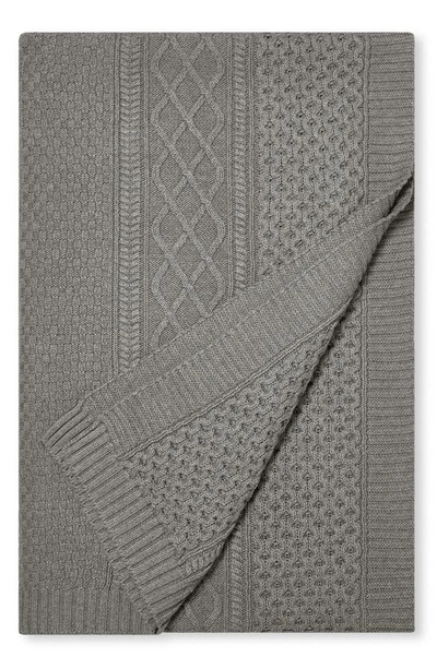 Boll & Branch Aran Knit Organic Cotton Throw Blanket In Heathered Stone
