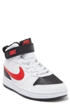 Nike Kids' Little Boys Court Borough Mid 2 Casual Sneakers From Finish Line In White,black,university Red