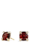 David Yurman 18k Yellow Gold Chatelaine Garnet & Diamond Stud Earrings