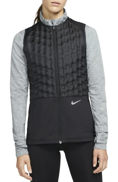 Nike Therma-fit Adv Jersey-paneled Shell Down Waistcoat In Black
