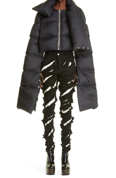 Rick Owens Mountain Crop Quilted Down Puffer Jacket In Black