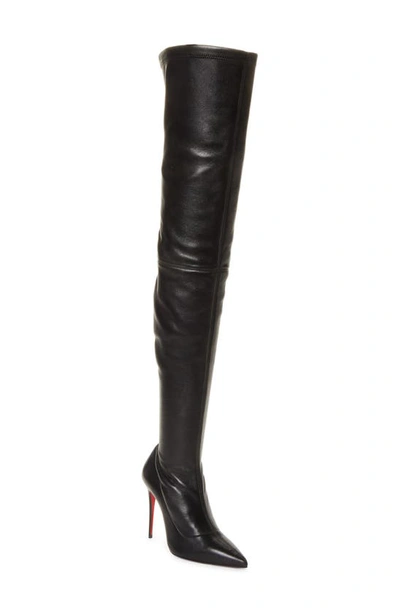 Christian Louboutin Kate 100 Leather Over-the-knee Boots In Black