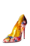 Christian Louboutin Hot Chick Graphic Logo Red Sole Pumps In Multicolor