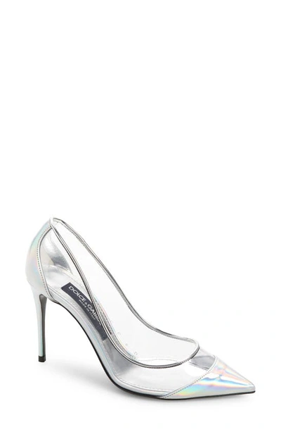 Dolce & Gabbana Cardinale Iridescent Pointed Toe Pump In Iridescente