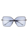 Prada 64mm Square Sunglasses In Black/ Violet