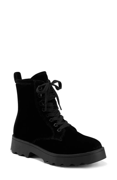 Aerosoles Steph Lace-up Boot In Black Velvet