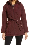 Gallery Quilted Jacket With Removable Hood In Port
