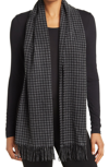 Hickey Freeman Cashmere Gingham Print Scarf In Charcoal