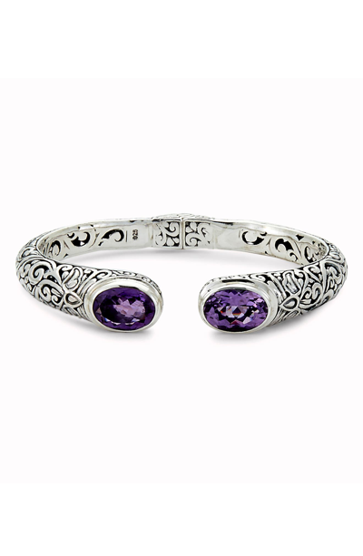Samuel B. Sterling Silver Balinese Design Amethyst Bangle In Purple