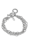 Samuel B. Sterling Silver Triple Chain Toggle Bracelet In Silver