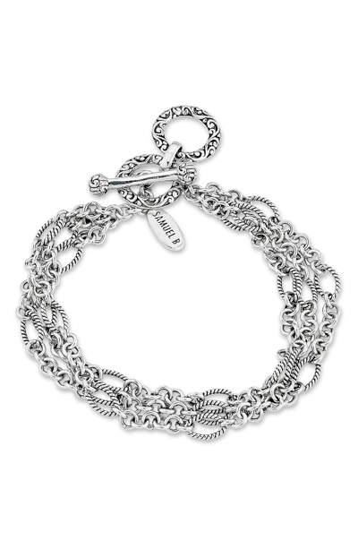 Samuel B. Sterling Silver Triple Chain Toggle Bracelet