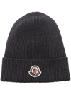 MONCLER LOGO PATCH RIBBED BEANIE
