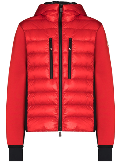 Moncler Red Tricot Zip-up Quilted Jacket