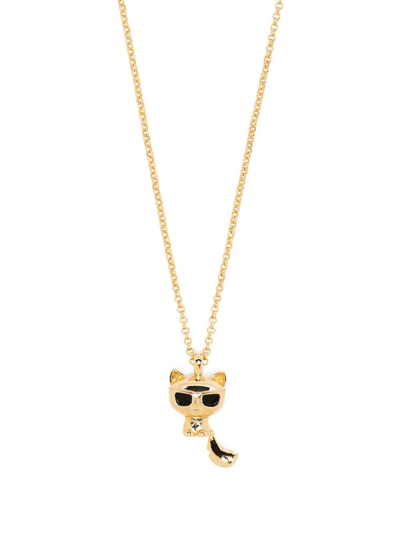 Karl Lagerfeld Ikonik Choupette Pendant Necklace In Gold