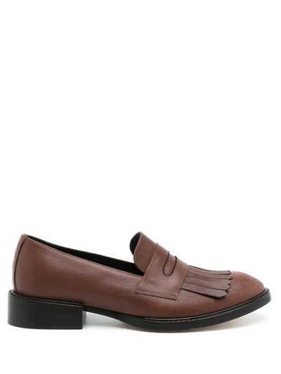 Sarah Chofakian Oxford Fringed Slip-on Shoes In Braun