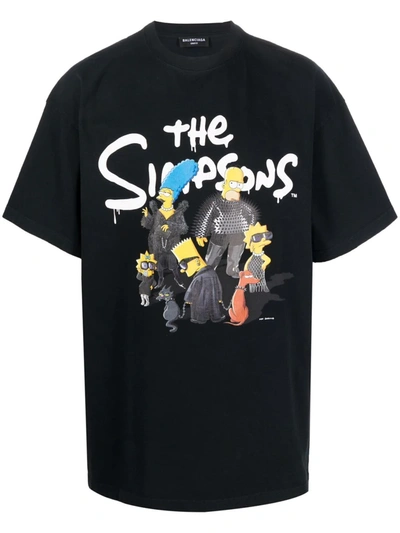 Balenciaga The Simpsons Tm大廓型平纹针织t恤 In Black