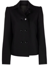 Lemaire Raised Shoulder Virgin Wool Caban Jacket In Schwarz