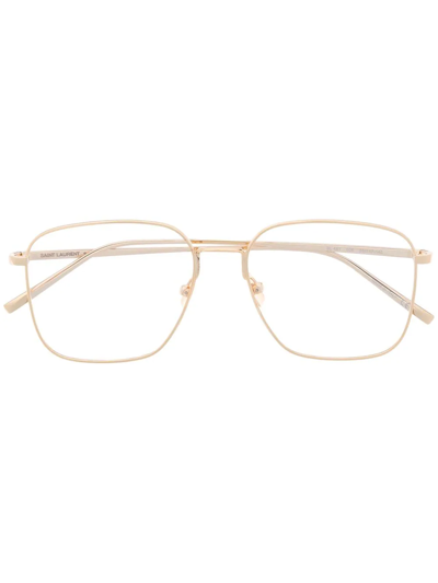 Saint Laurent Square Frame Glasses In Gold