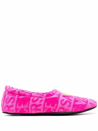 Versace Monogram Medusa Motif Slippers In Rosa