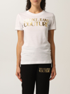 Versace Jeans Couture Tshirt With Laminated Logo In White