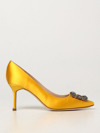 Manolo Blahnik Hangisi Satin Pumps In Yellow