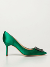 Manolo Blahnik Hangisi Satin Pumps In Emerald