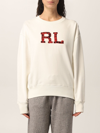 Polo Ralph Lauren Beaded Logo Cotton Sweatshirt In 白色