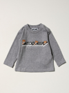 Moschino Baby Babies' T-shirt In Cotton With Teddy Logo In Charcoal