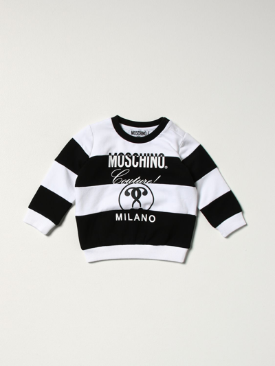 Moschino Baby Babies' Sweatshirt In Cotton With Bands In White