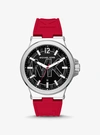 MICHAEL KORS OVERSIZED DYLAN SILVER-TONE AND SILICONE LOGO WATCH