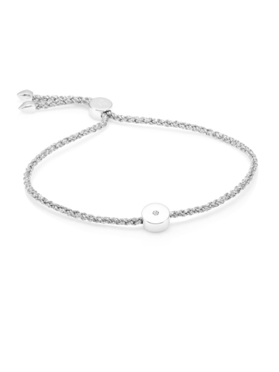 Monica Vinader Linear Solo Diamond Friendship Bracelet In Silver
