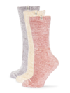 Ugg 3-pack Leda Sparkle Crew Socks In White Lotus Blossom Seal