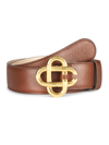 Casablanca Logo Buckle Leather Belt In Gold Caramel