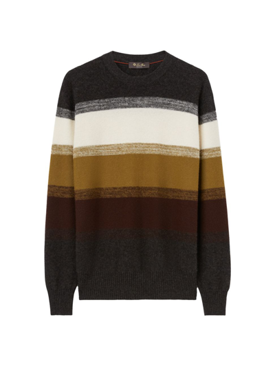 Loro Piana Glenshell Striped Cashmere And Silk-blend Sweater In Multi