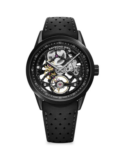 RAYMOND WEIL MEN'S FREELANCER SKELETON RUBBER-STRAP WATCH,400014903231