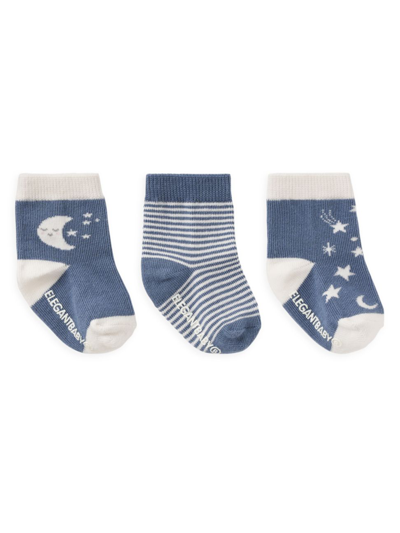 Elegant Baby Baby's Celestial Print 3-pack Assorted Socks In Slate