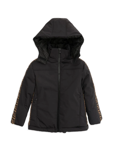 Fendi Kids' Little Boy's & Boy's Hooded Puffer Down Jacket In Black