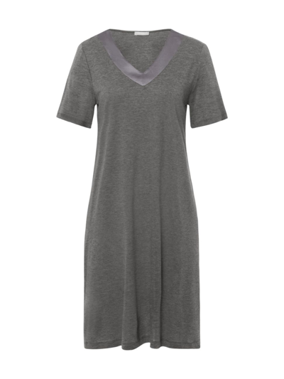 Hanro Jade Short-sleeve Nightgown In Stone Melange