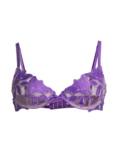 Fleur Du Mal Lace Plunge Demi Bra In Pansy