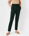 Ann Taylor The Petite High Rise Pintucked Ankle Pant In Double Knit In Deep Leaf Green