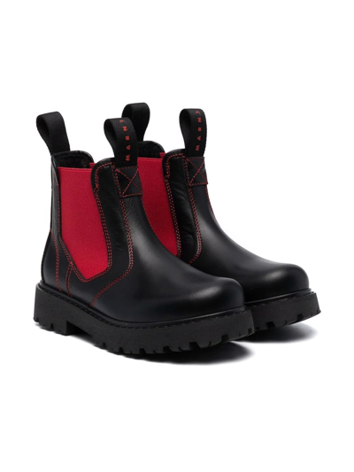 Marni Kids' Elasticated Side-panel Boots In Black