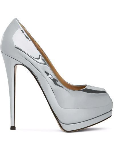 Giuseppe Zanotti Sharon 130mm Peep-toe Pumps In Silver