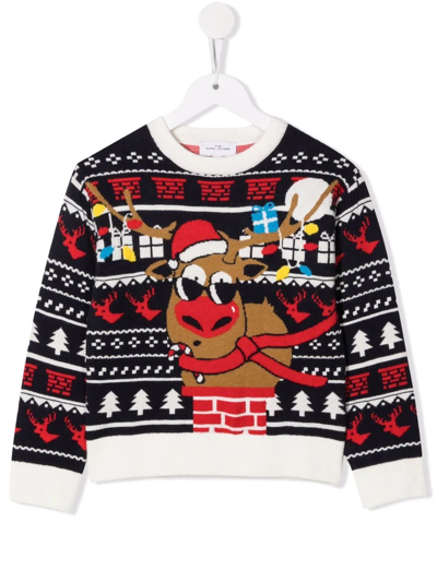 Marc Jacobs Babies' Christmas Intarsia-knit Jumper In Blue