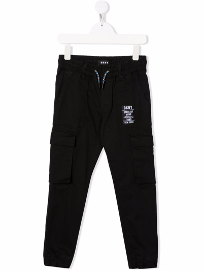 Dkny Kids' Drawstring-waist Trousers In Black