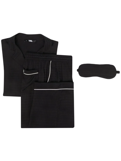 Karl Lagerfeld Kl-signature Satin-effect Pajama Set In Black